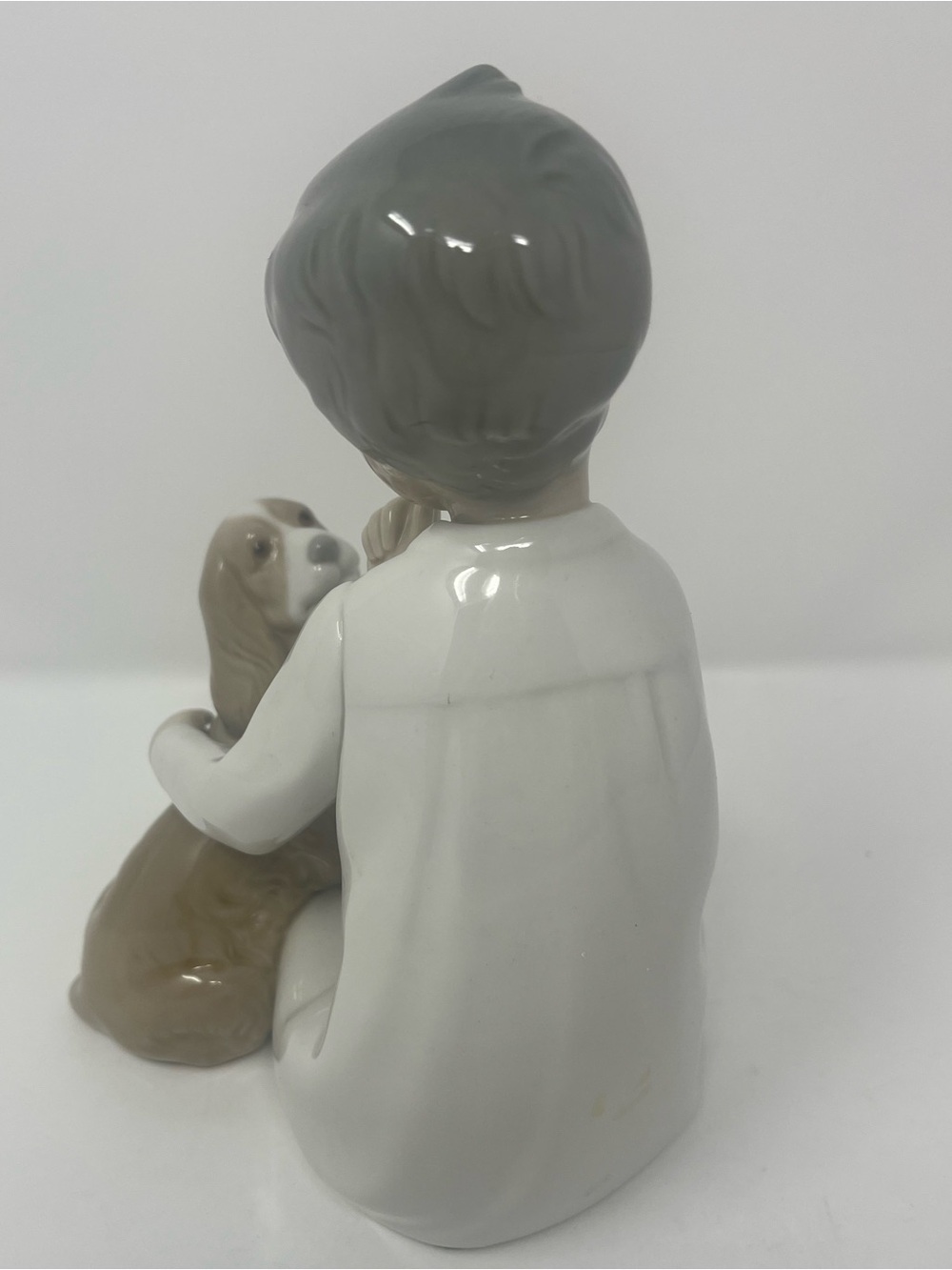 Lladro "Shhh, Quiet Puppy" Boy and Dog Porcelain Figurine 7.75" # 4522- No Box - Picture 4 of 7